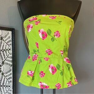 Hollister Floral Strapless Peplum Top